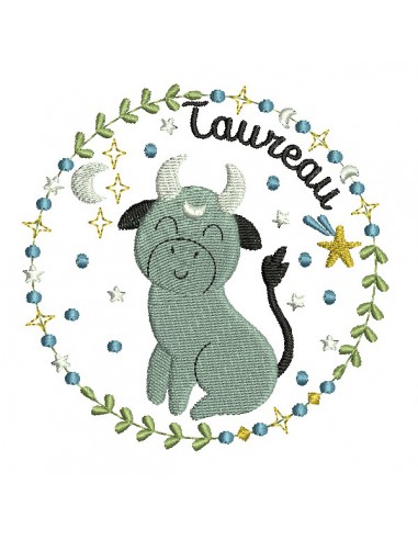 machine embroidery design  taurus zodiac sign