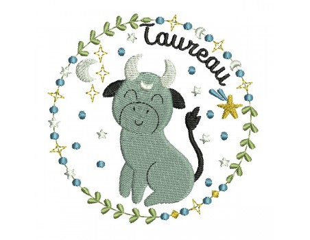 machine embroidery design  taurus zodiac sign