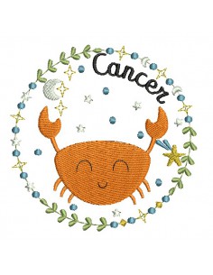 Motif de broderie machine signe astrologique cancer
