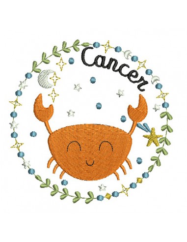 machine embroidery design cancer zodiac sign