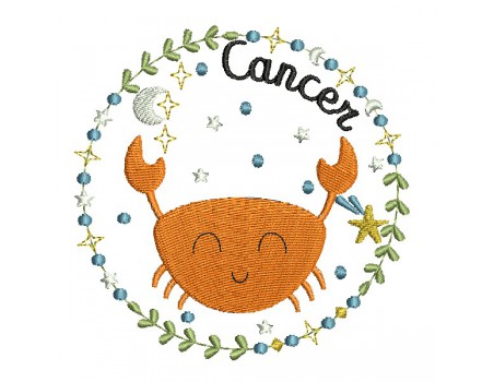 machine embroidery design cancer zodiac sign