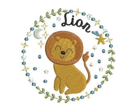 Motif de broderie machine lion signe astrologique