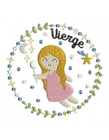 machine embroidery design virgo zodiac sign