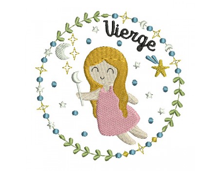 machine embroidery design virgo zodiac sign