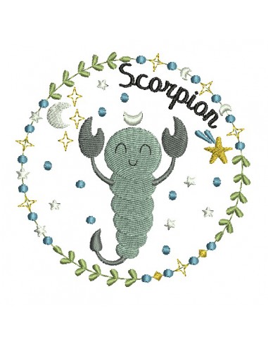 machine embroidery design scorpio zodiac sign