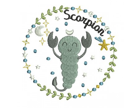 machine embroidery design scorpio zodiac sign