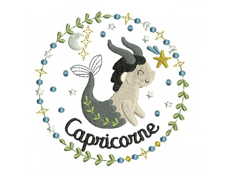 machine embroidery design capricorn zodiac sign