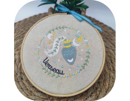 machine embroidery design aquarius zodiac sign