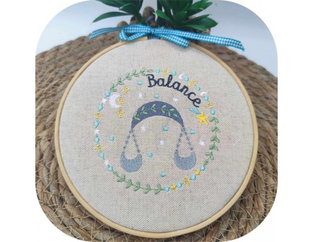 machine embroidery design libra zodiac sign