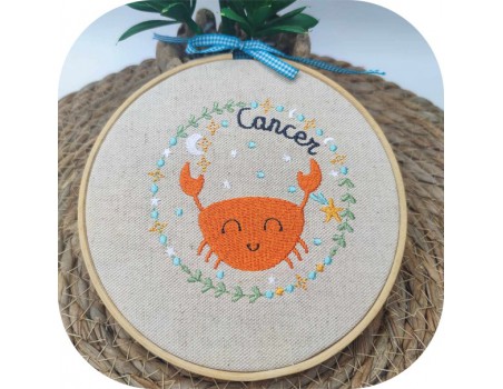 machine embroidery design cancer zodiac sign