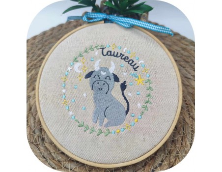 machine embroidery design  taurus zodiac sign