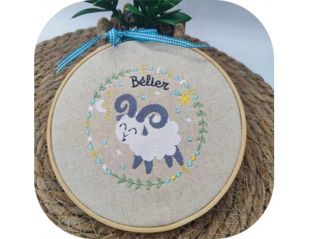 machine embroidery design aries zodiac sign