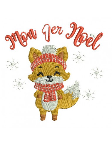 machine embroidery design fox my first Christmas