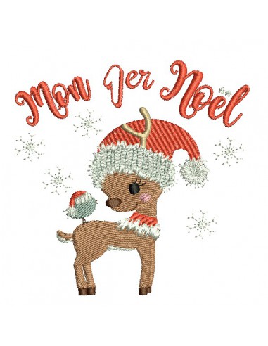 machine embroidery design fawn my first Christmas