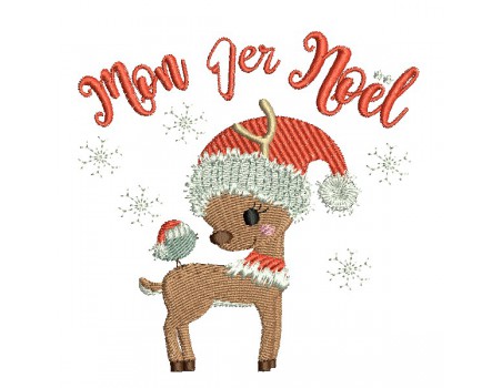 machine embroidery design fawn my first Christmas