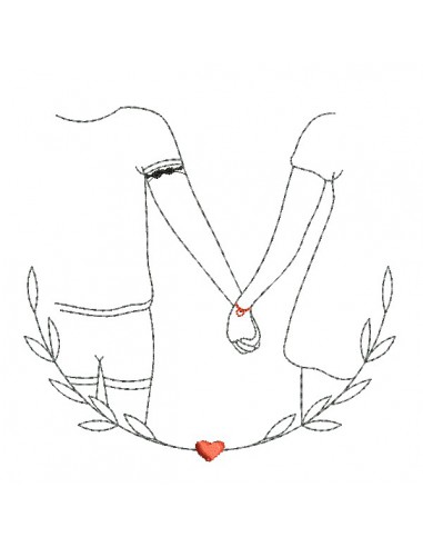 machine embroidery design women in  love shaking hands