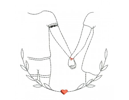 machine embroidery design women in  love shaking hands