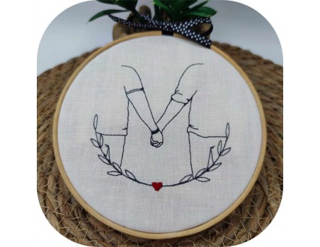 machine embroidery design men in  love shaking hands