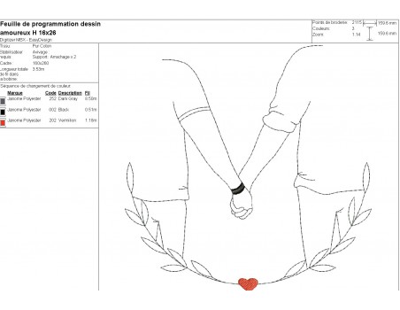 machine embroidery design men in  love shaking hands