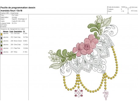 Machine embroidery design flowers mandala