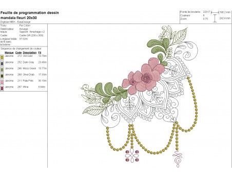 Machine embroidery design flowers mandala