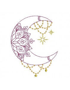 Machine embroidery design moon mandala