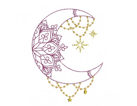 Machine embroidery design moon mandala