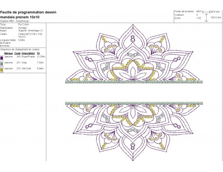 Motif de broderie machine  mandala personnalisable