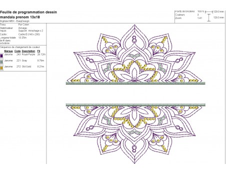 Motif de broderie machine  mandala personnalisable