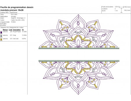 Motif de broderie machine  mandala personnalisable