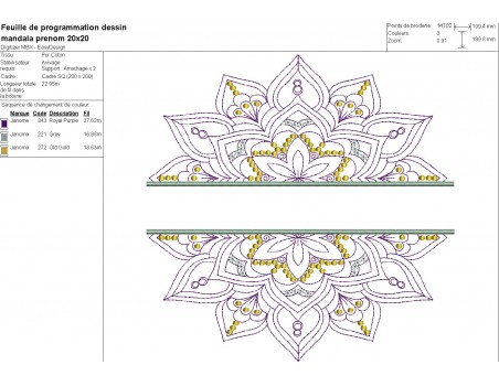 Motif de broderie machine  mandala personnalisable