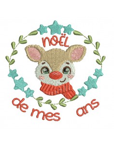 machine embroidery design fawn Christmas customizable