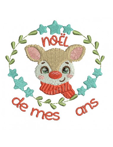 machine embroidery design fawn Christmas customizable