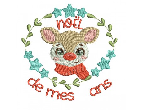 machine embroidery design fawn Christmas customizable