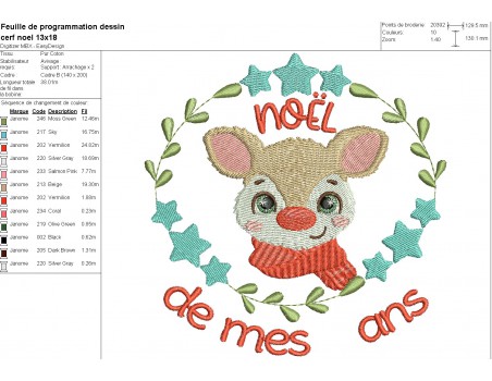 machine embroidery design fawn Christmas customizable