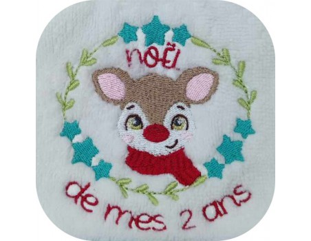 machine embroidery design fawn Christmas customizable