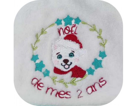 machine embroidery design bear Christmas