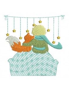 Motif de broderie machine renard et l'enfant