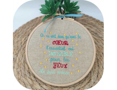 machine embroidery design One sees clearly only with the heart