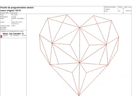 machine embroidery design origami heart