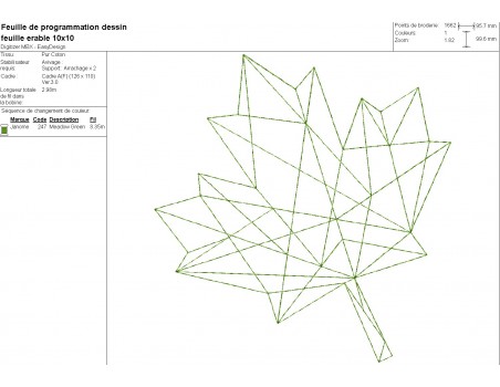 Motif de broderie machine feuille érable origami