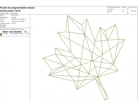 machine embroidery design origami Maple Leaf