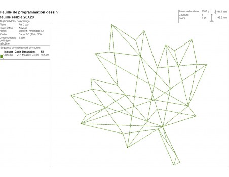 machine embroidery design origami Maple Leaf