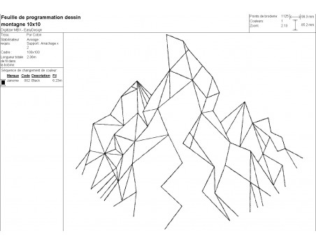 Motif de broderie machine montagne origami