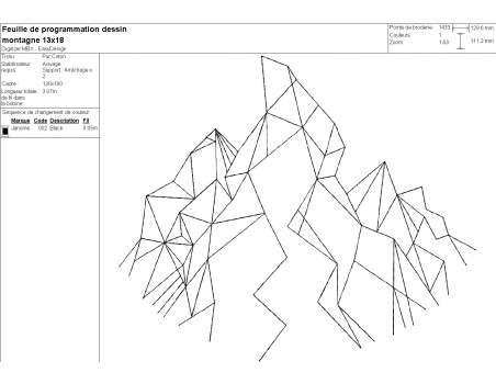 Motif de broderie machine montagne origami