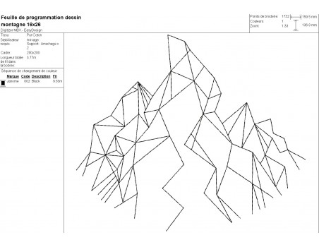 Motif de broderie machine montagne origami