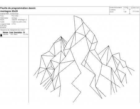 Motif de broderie machine montagne origami