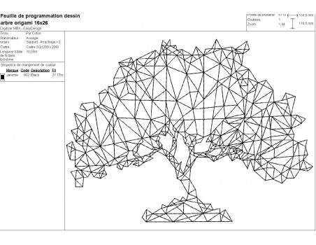 Motif de broderie machine arbre de vie origami