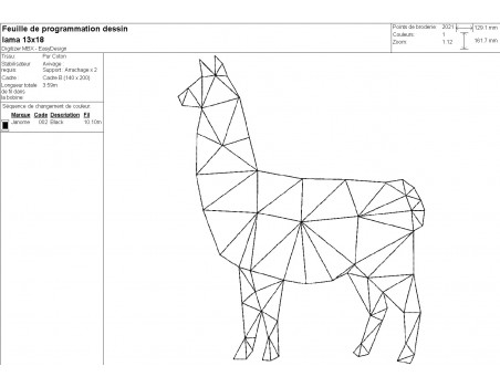 Motif de broderie machine lama origami