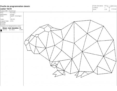 Motif de broderie machine castor origami